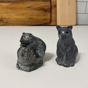 WOLF DESIGNS Baby Bear Cubs Playing Carving Canada Figurine